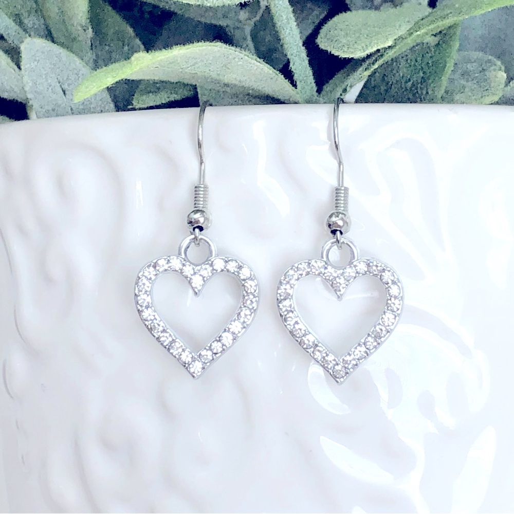 New Sparkling Rhinestone Dangle Drop Earrings Heart Hoop Elegant Gift Wedding